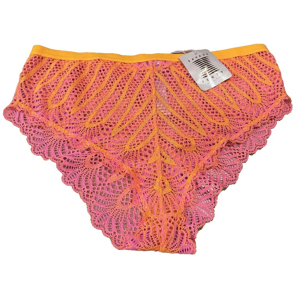 NEW Savage x Fenty Stranded In Lace Crochet Hipster Panties Orange Size 1X NWT